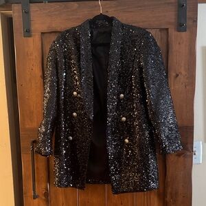 Sequin Black Blazer Jacket